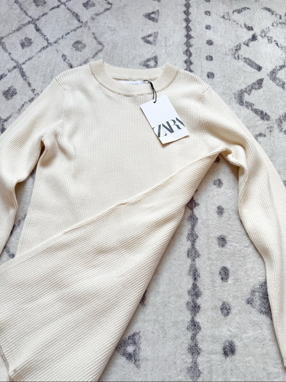 NWT zara ribbed knit ivory dress tunic 8-9 yo girls kids - Picture 2 of 3